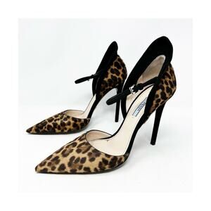 Prada Leopard Calf Hair d’Orsay Mary Jane Heels Womens Size EU 39